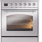 Ilve UPI304NMPSSC Nostalgie Ii 30 Inch Electric Freestanding Range In Stainless Steel With Chrome Trim