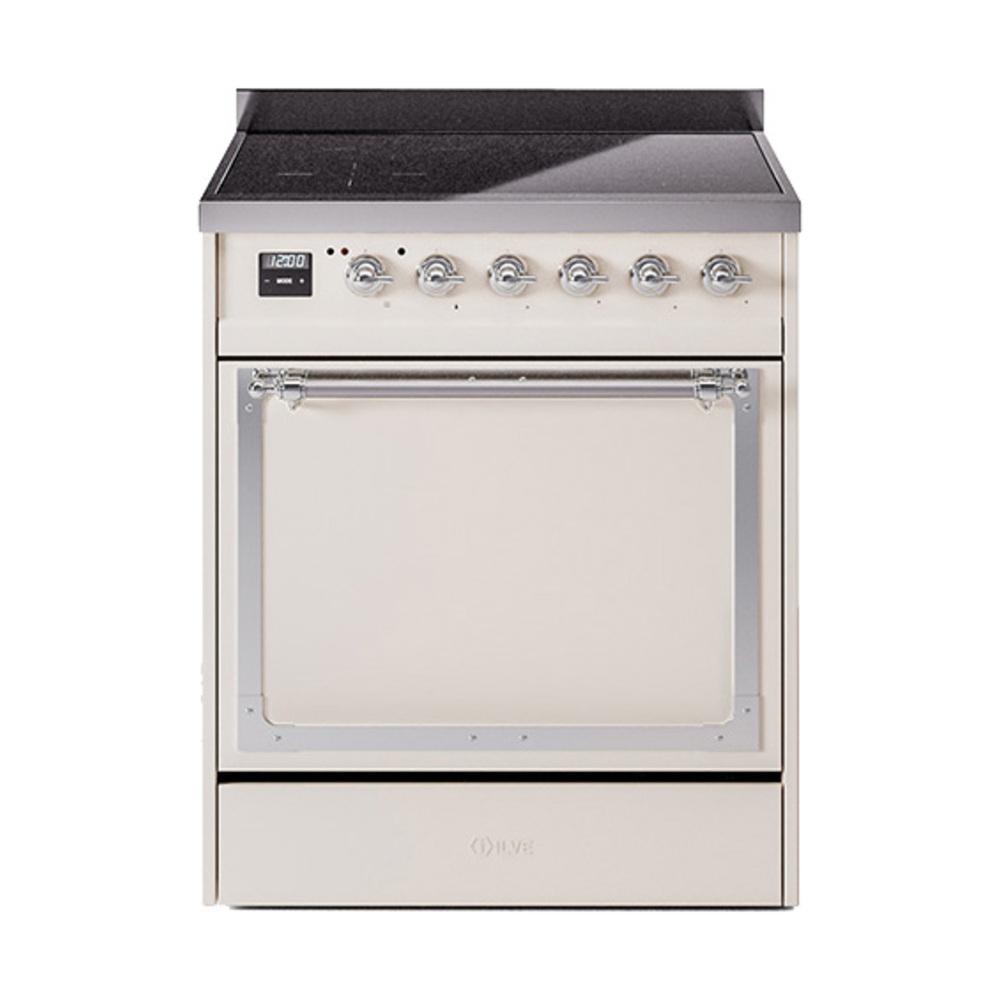 Ilve UNI304QNMPAWC Ilve Uni304Qnmpawc Nostalgie Ii Noblesse 30" Induction Range (Solid Door, Antique White, Chrome)