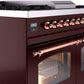 Ilve UPD40FNMPBUP Nostalgie Ii 40 Inch Dual Fuel Natural Gas Freestanding Range In Burgundy With Copper Trim