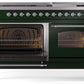 Ilve UP60FNMPEGC Nostalgie Ii 60 Inch Dual Fuel Natural Gas Freestanding Range In Emerald Green With Chrome Trim