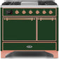 Ilve UMD10FDQNS3EGPLP Majestic Ii 40 Inch Dual Fuel Liquid Propane Freestanding Range In Emerald Green With Copper Trim