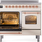 Ilve UPDI406NMPAWP Nostalgie Ii 40 Inch Electric Freestanding Range In Antique White With Copper Trim