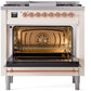 Ilve UP36FNMPAWPLP Nostalgie Ii 36 Inch Dual Fuel Liquid Propane Freestanding Range In Antique White With Copper Trim