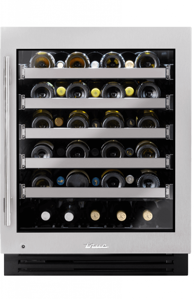 True Residential TUWADA24RGAS 24 Inch Single Zone Stainless Glass Door Right Hinge Ada Height Undercounter Wine Cabinet