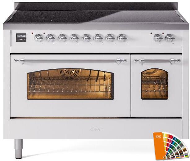 Ilve UPI486NMPRAC Nostalgie Ii 48 Inch Electric Freestanding Range In Ral Custom Color With Chrome Trim