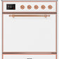 Ilve UMI30QNE3WHP Majestic Ii 30 Inch Electric Freestanding Range In White With Copper Trim