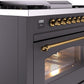 Ilve UP36FNMPMGG Nostalgie Ii 36 Inch Dual Fuel Natural Gas Freestanding Range In Matte Graphite With Brass Trim