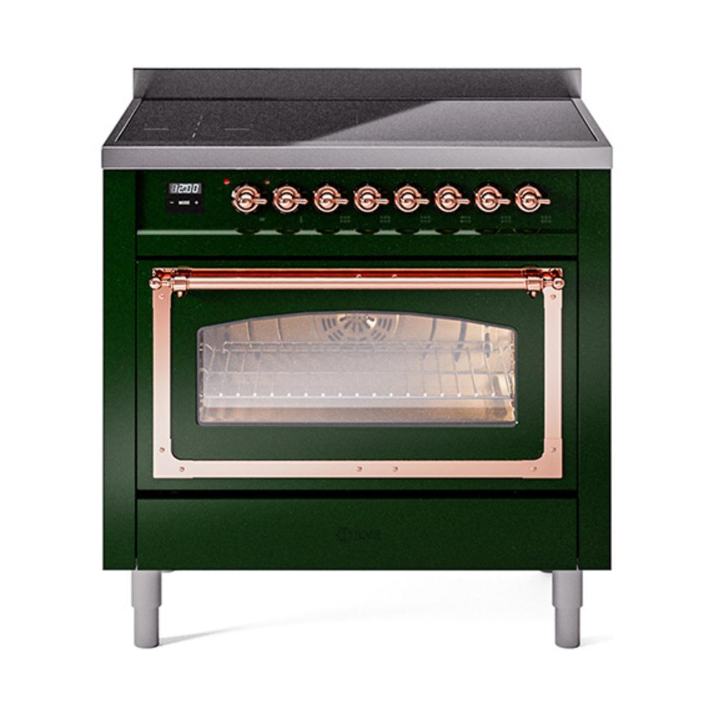 Ilve UNI366NMPEGP Ilve Uni366Nmpegp Nostalgie Ii Noblesse 36" Induction Range (Triple Glass Door, Emerald Green, Copper)