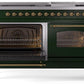 Ilve UP60FNMPEGG Nostalgie Ii 60 Inch Dual Fuel Natural Gas Freestanding Range In Emerald Green With Brass Trim