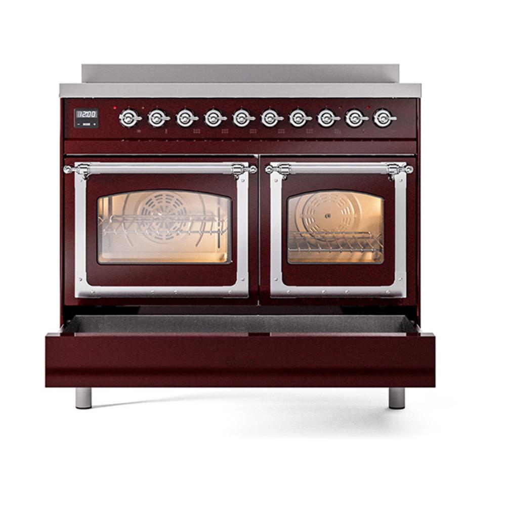 Ilve UNDI406NMPBUC Ilve Undi406Nmpbuc Nostalgie Ii Noblesse 40" Induction Range (Triple Glass Door, Burgundy, Chrome)