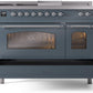 Ilve UP48FSNMPBGCLP Nostalgie Ii 48 Inch Dual Fuel Liquid Propane Freestanding Range In Blue Grey With Chrome Trim