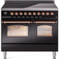 Ilve UPDI406NMPBKP Nostalgie Ii 40 Inch Electric Freestanding Range In Glossy Black With Copper Trim