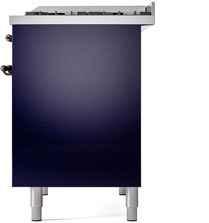 Ilve UPD40FNMPMBB Nostalgie Ii 40 Inch Dual Fuel Natural Gas Freestanding Range In Blue With Bronze Trim