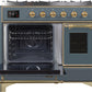 Ilve UMD10FDNS3BGG Majestic Ii 40 Inch Dual Fuel Natural Gas Freestanding Range In Blue Grey With Brass Trim