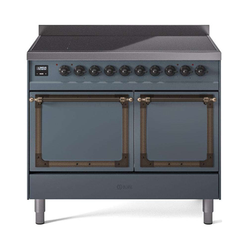 Ilve UNDI406QNMPBGB Ilve Undi406Qnmpbgb Nostalgie Ii Noblesse 40" Induction Range (Solid Door, Blue Grey, Burnished)