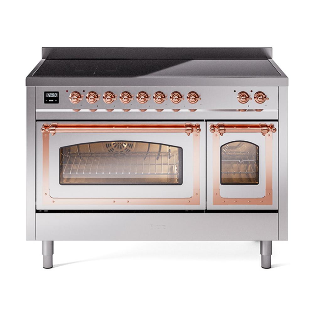 Ilve UNI486NMPSSP Ilve Uni486Nmpssp Nostalgie Ii Noblesse 48" Induction Range (Triple Glass Door, Stainless Steel, Copper)