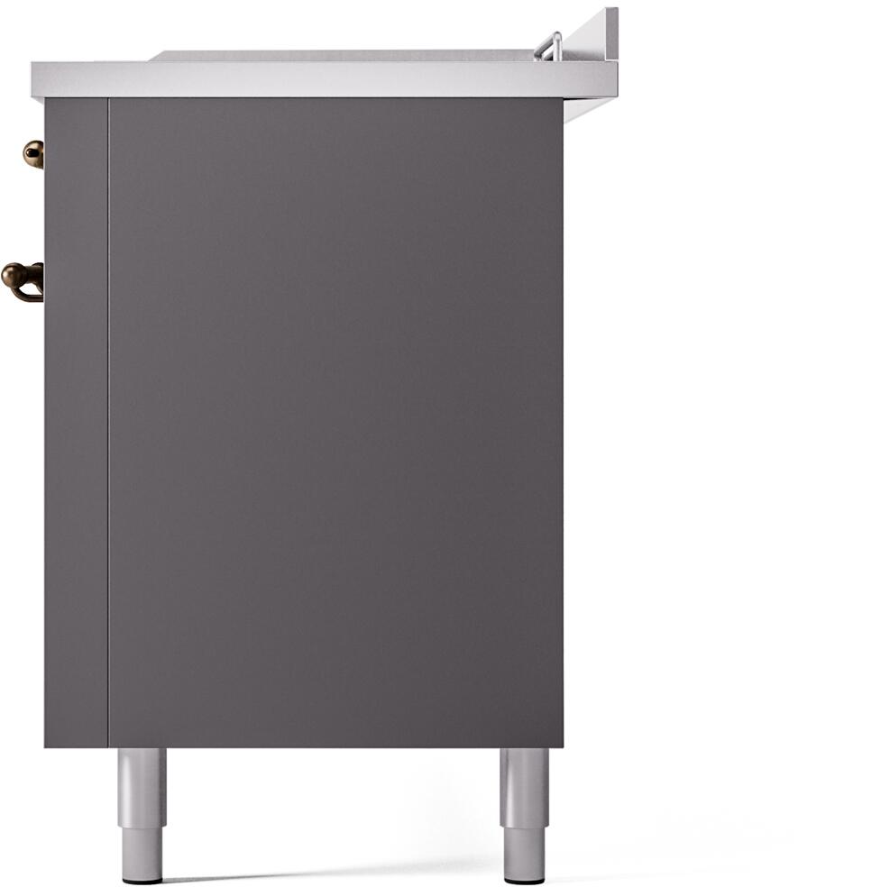 Ilve UP60FSNMPMGB Nostalgie Ii 60 Inch Dual Fuel Natural Gas Freestanding Range In Matte Graphite With Bronze Trim