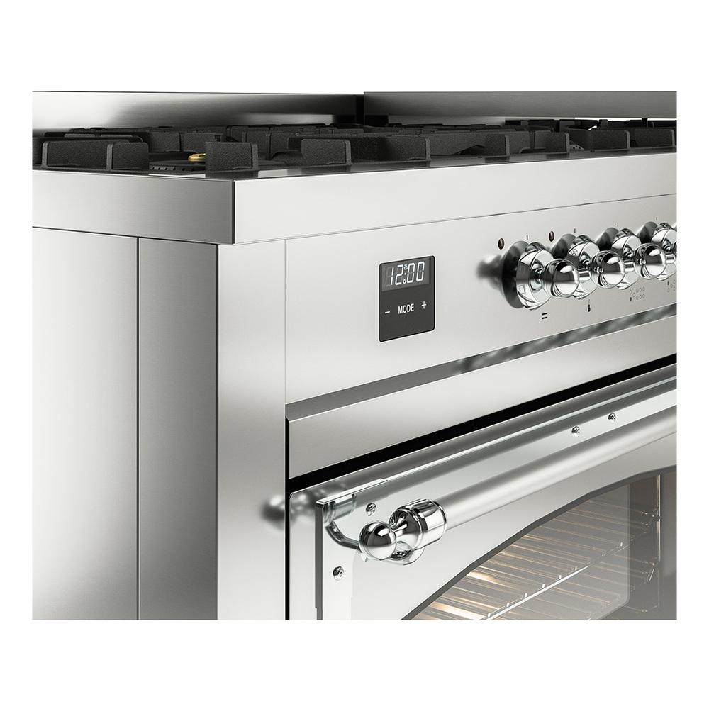 Ilve UN60FNMPSSC Ilve Un60Fnmpssc Nostalgie Ii Noblesse 60" Dual Fuel Range (9 Sealed Burners + Griddle, Natural Gas, Triple Glass Door, Stainless Steel, Chrome)