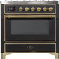 Ilve UM09FDNS3MGGLP Majestic Ii 36 Inch Dual Fuel Liquid Propane Freestanding Range In Matte Graphite With Brass Trim