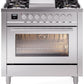 Ilve UP36FWMPSS Professional Plus Ii 36 Inch Dual Fuel Natural Gas Freestanding Range In Stainless Steel With Trim