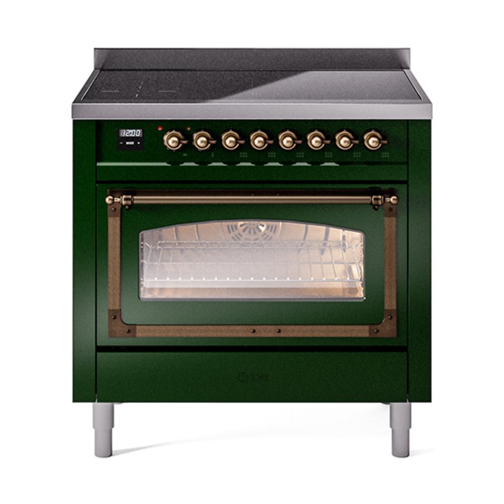 Ilve UNI366NMPEGB Ilve Uni366Nmpegb Nostalgie Ii Noblesse 36" Induction Range (Triple Glass Door, Emerald Green, Burnished)