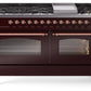 Ilve UP60FNMPBUP Nostalgie Ii 60 Inch Dual Fuel Natural Gas Freestanding Range In Burgundy With Copper Trim