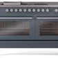 Ilve UP60FSWMPBG Professional Plus Ii 60 Inch Dual Fuel Natural Gas Freestanding Range In Blue Grey With Trim