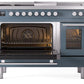 Ilve UP48FSWMPBG Professional Plus Ii 48 Inch Dual Fuel Natural Gas Freestanding Range In Blue Grey With Trim