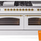 Ilve UP60FSNMPRAG Nostalgie Ii 60 Inch Dual Fuel Natural Gas Freestanding Range In Ral Custom Color With Brass Trim