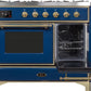 Ilve UMD10FDNS3MBGLP Majestic Ii 40 Inch Dual Fuel Liquid Propane Freestanding Range In Blue With Brass Trim