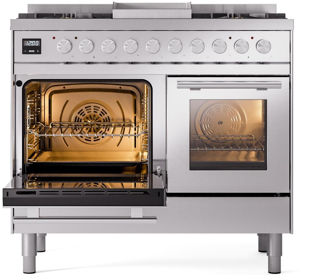 Ilve UPD40FWMPSS Professional Plus Ii 40 Inch Dual Fuel Natural Gas Freestanding Range In Stainless Steel With Trim