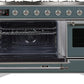 Ilve UM12FDNS3BGCLP Majestic Ii 48 Inch Dual Fuel Liquid Propane Freestanding Range In Blue Grey With Chrome Trim