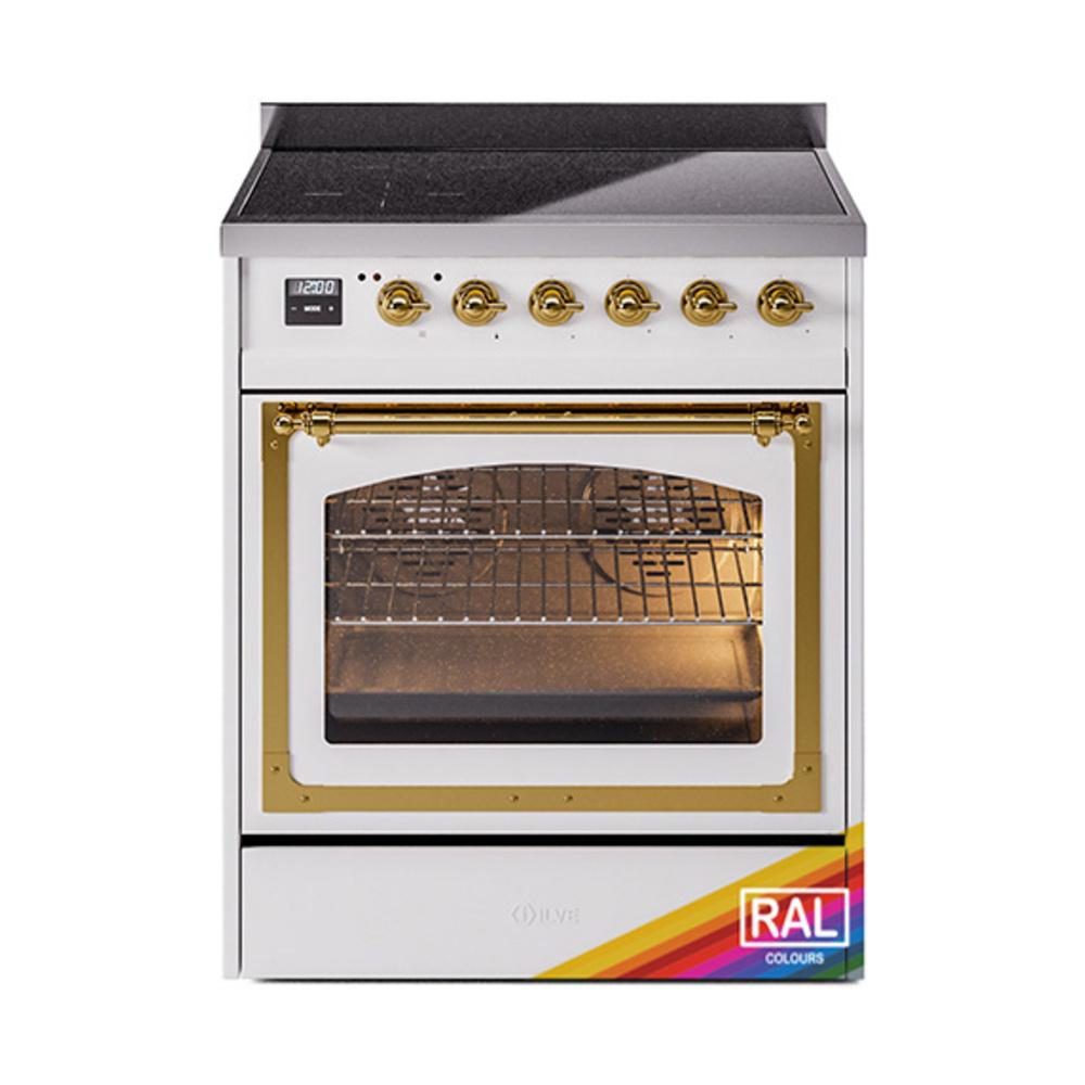 Ilve UNI304NMPRAG Ilve Uni304Nmprag Nostalgie Ii Noblesse 30" Induction Range (Triple Glass Door, Ral, Brass)