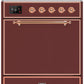 Ilve UMI30QNE3BUP Majestic Ii 30 Inch Electric Freestanding Range In Burgundy With Copper Trim