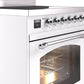 Ilve UPI304NMPWHC Nostalgie Ii 30 Inch Electric Freestanding Range In White With Chrome Trim