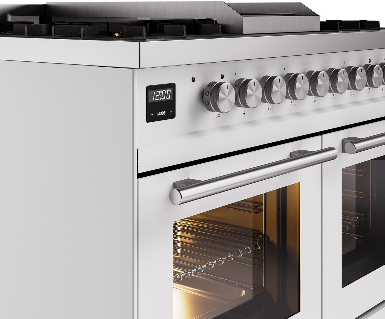 Ilve UPD40FWMPWH Professional Plus Ii 40 Inch Dual Fuel Natural Gas Freestanding Range In White With Trim