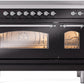 Ilve UPI486NMPBKC Nostalgie Ii 48 Inch Electric Freestanding Range In Glossy Black With Chrome Trim