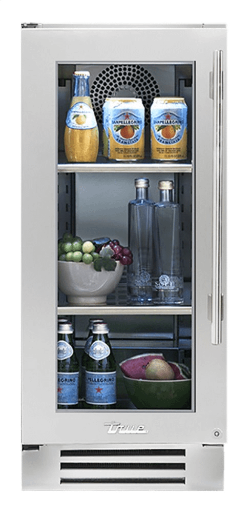 True Residential TUR15LSGC 15 Inch Stainless Glass Door Left Hinge Undercounter Refrigerator