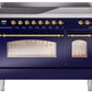 Ilve UPI486NMPMBG Nostalgie Ii 48 Inch Electric Freestanding Range In Blue With Brass Trim