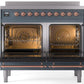 Ilve UPDI406NMPBGP Nostalgie Ii 40 Inch Electric Freestanding Range In Blue Grey With Copper Trim