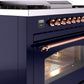 Ilve UP36FNMPMBPLP Nostalgie Ii 36 Inch Dual Fuel Liquid Propane Freestanding Range In Blue With Copper Trim