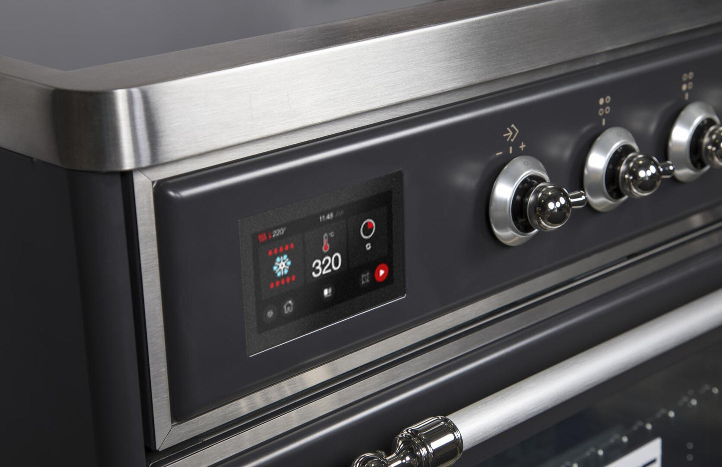 Ilve UMI30NE3MGC Majestic Ii 30 Inch Electric Freestanding Range In Matte Graphite With Chrome Trim