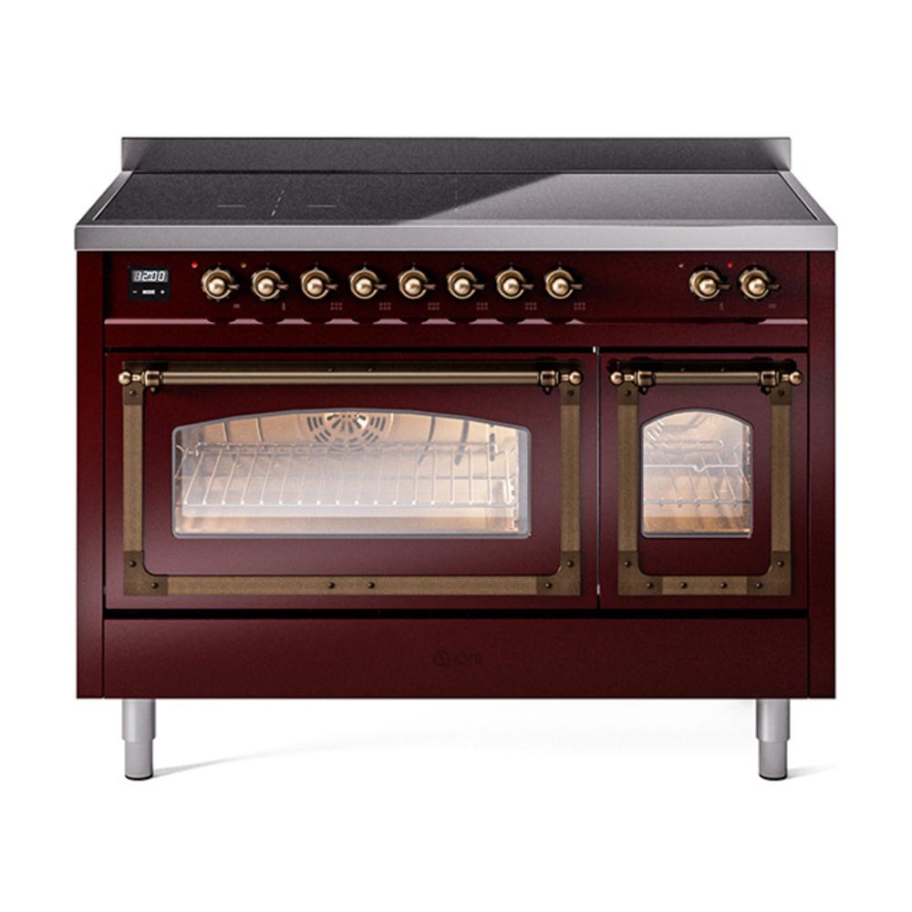 Ilve UNI486NMPBUB Ilve Uni486Nmpbub Nostalgie Ii Noblesse 48" Induction Range (Triple Glass Door, Burgundy, Burnished)