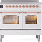 Ilve UPDI406NMPWHP Nostalgie Ii 40 Inch Electric Freestanding Range In White With Copper Trim