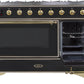 Ilve UM12FDNS3BKG Majestic Ii 48 Inch Dual Fuel Natural Gas Freestanding Range In Glossy Black With Brass Trim