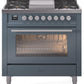 Ilve UP36FWMPBG Professional Plus Ii 36 Inch Dual Fuel Natural Gas Freestanding Range In Blue Grey With Trim