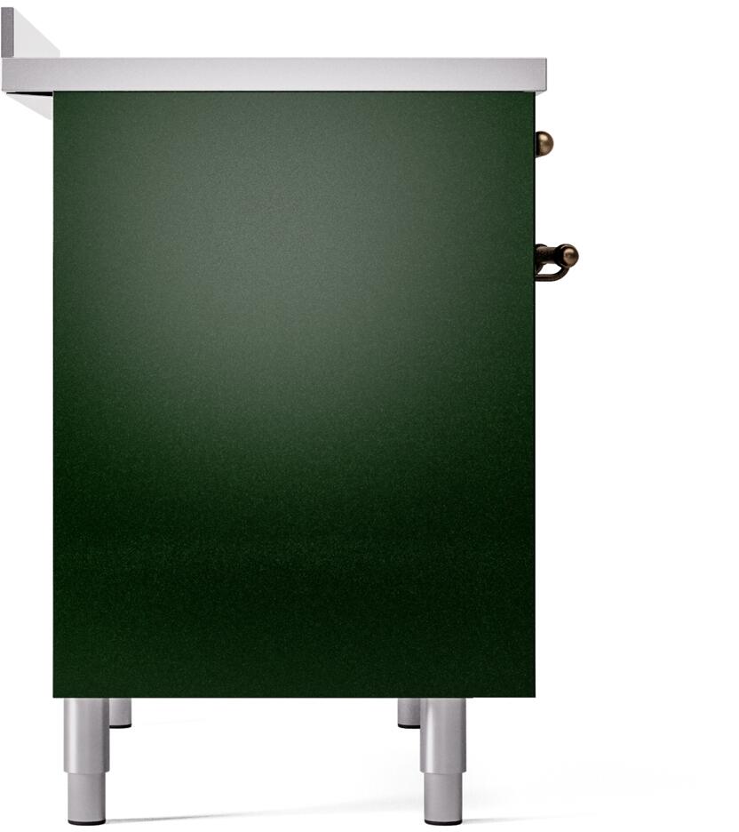 Ilve UPDI406NMPEGB Nostalgie Ii 40 Inch Electric Freestanding Range In Emerald Green With Bronze Trim