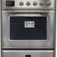 Ilve UMI30NE3SSG Majestic Ii 30 Inch Electric Freestanding Range In Stainless Steel With Brass Trim