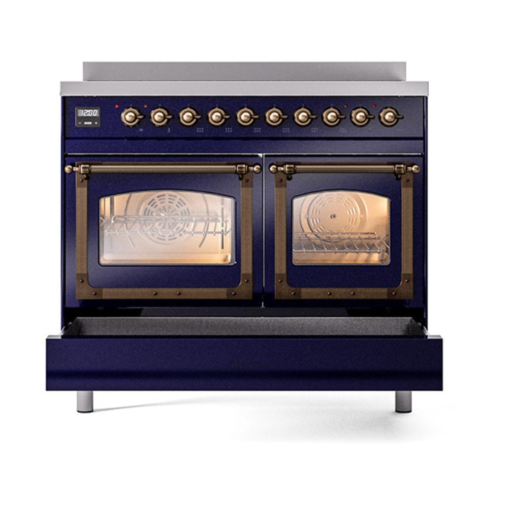 Ilve UNDI406NMPMBB Ilve Undi406Nmpmbb Nostalgie Ii Noblesse 40" Induction Range (Triple Glass Door, Midnight Blue, Burnished)