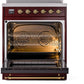 Ilve UPI304NMPBUG Nostalgie Ii 30 Inch Electric Freestanding Range In Burgundy With Brass Trim